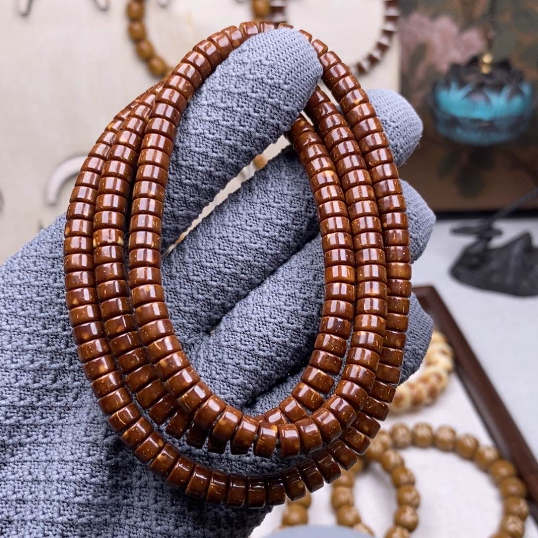 紫金鼠手串話****i纯肉药片脖挂198颗纯手工精品