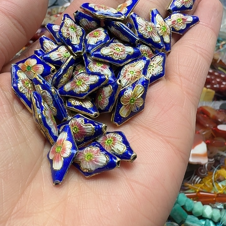 玛瑙/玉髓未镶嵌珠宝半成品3个10x20m景泰蓝