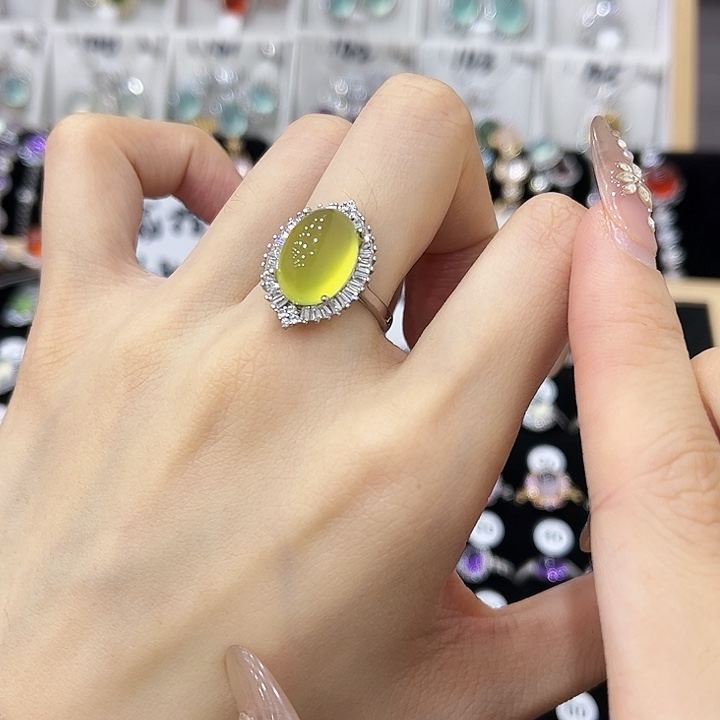 岫玉银S925镶嵌戒指