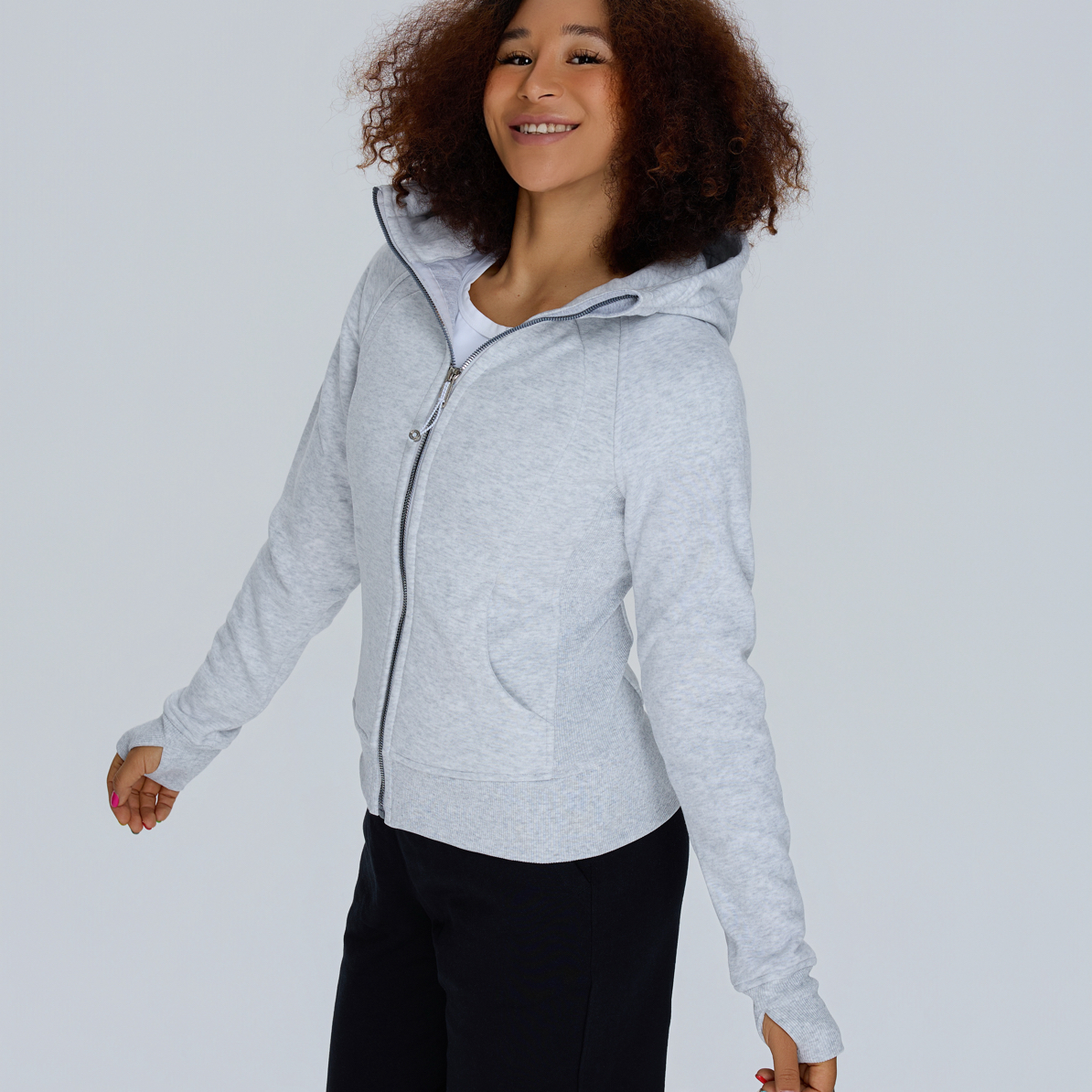 （辣辣定制）瑜伽外套女秋冬连帽高领保暖运动卫衣加绒显瘦健身夹克