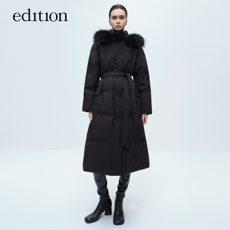 【丽公主】edition大毛领连帽长款羽绒服#EBC4EINK05