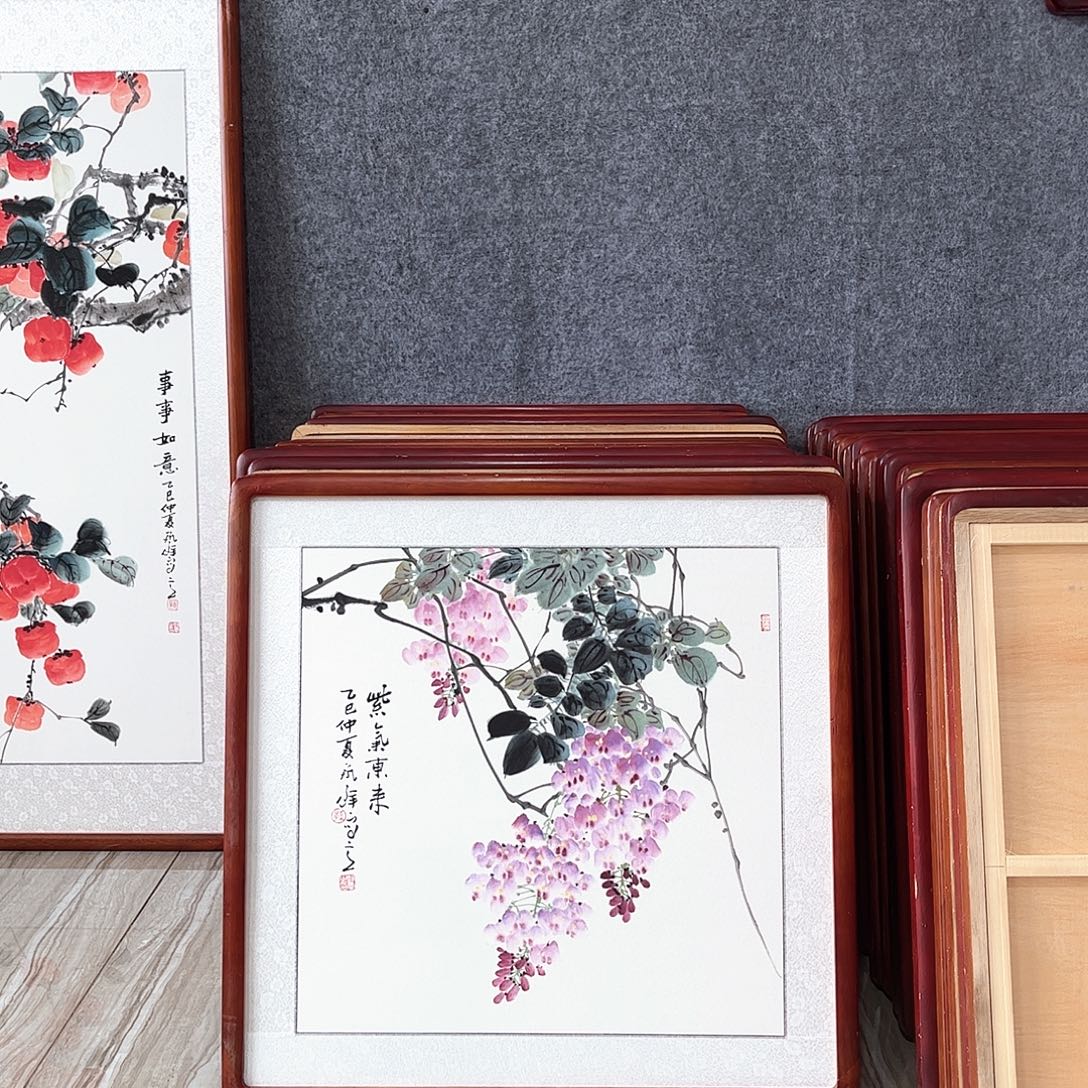 国画书画作品带框63×63