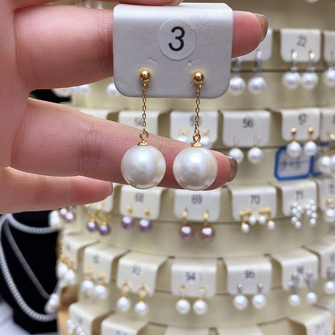 淡水珍珠耳饰银S925镶嵌