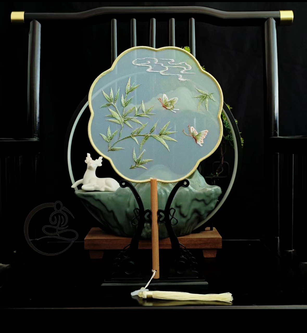 【竹报平安42】苏绣团扇国风刺绣扇子