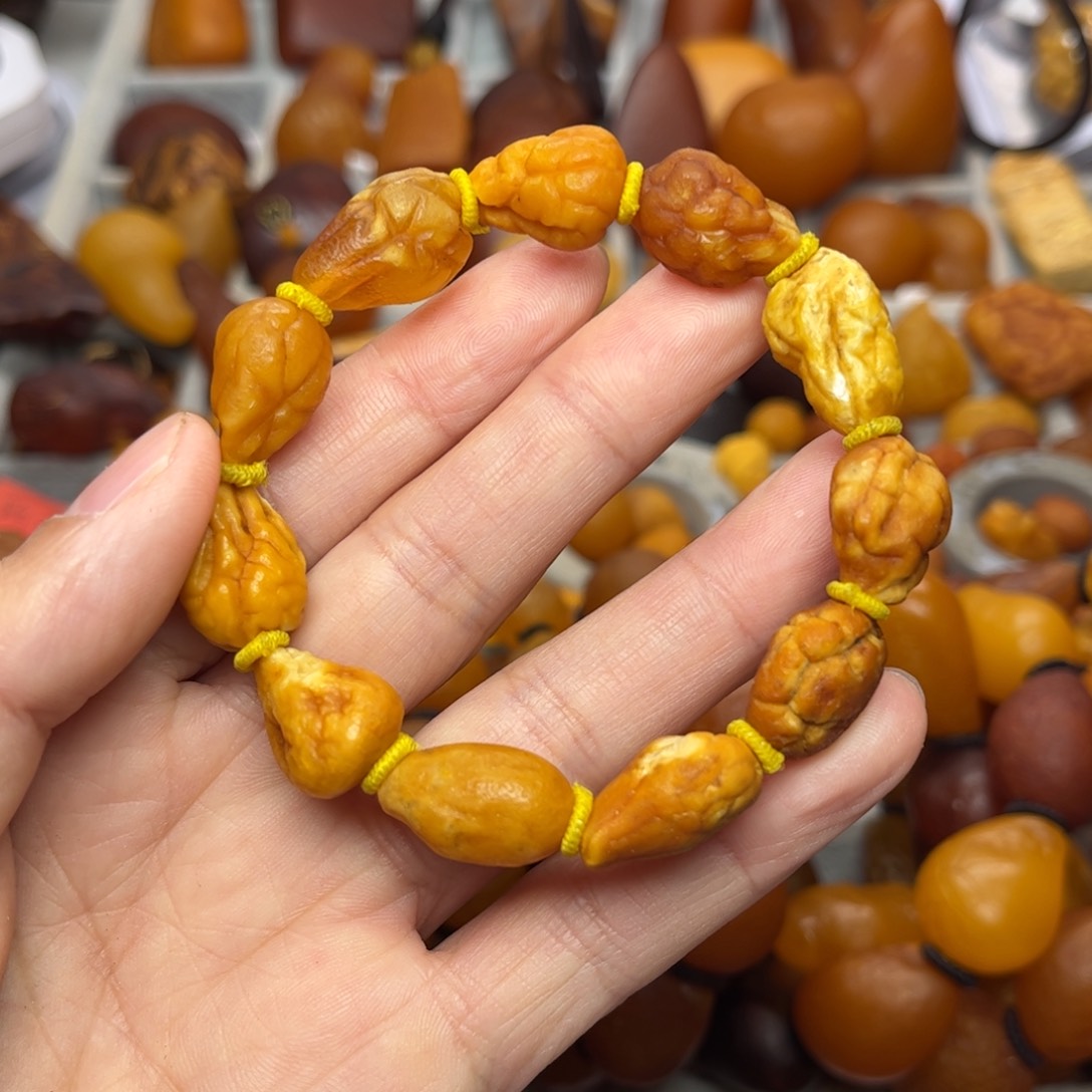 琥珀裸石未镶嵌天然蜜蜡手串