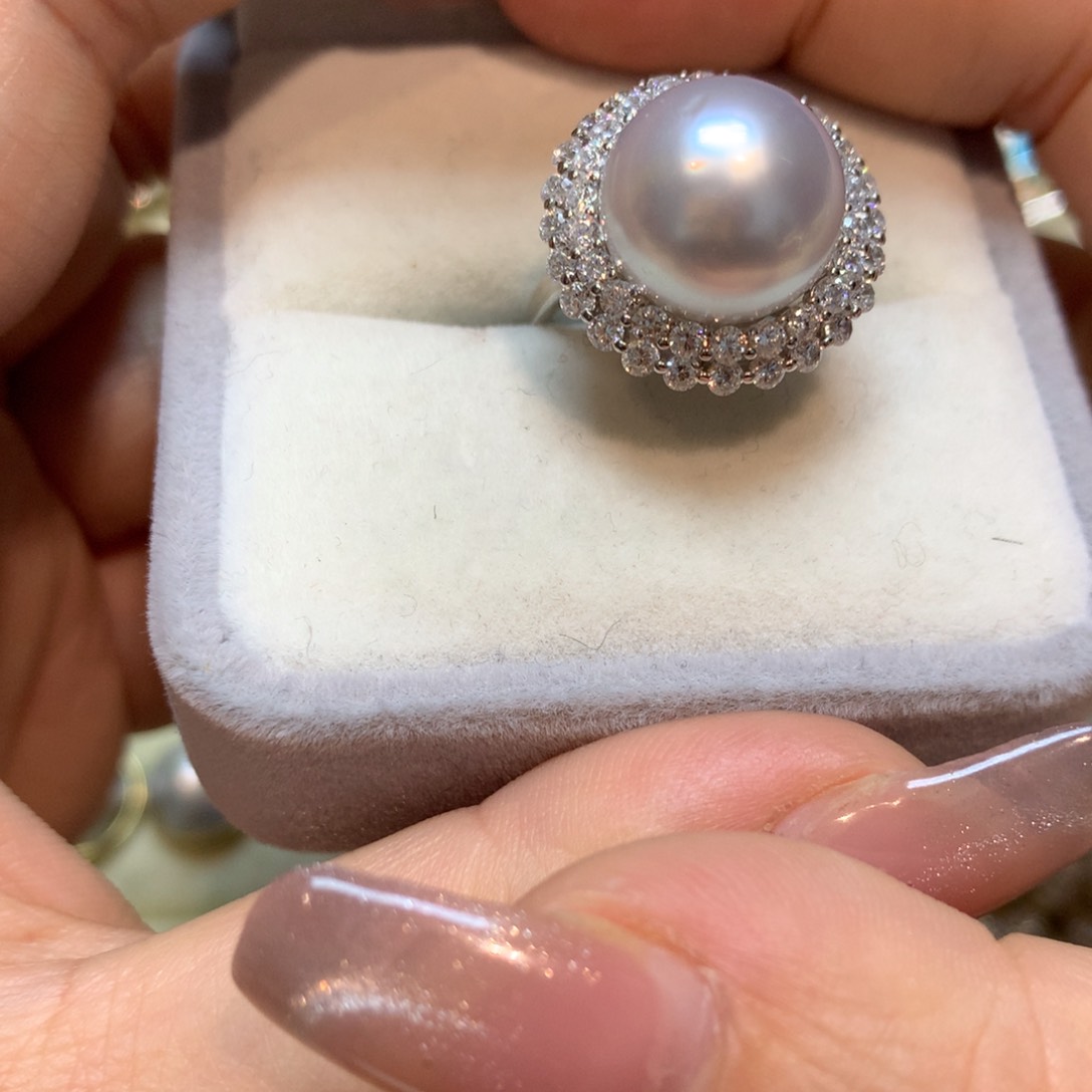 海水珍珠戒指银S925镶嵌
