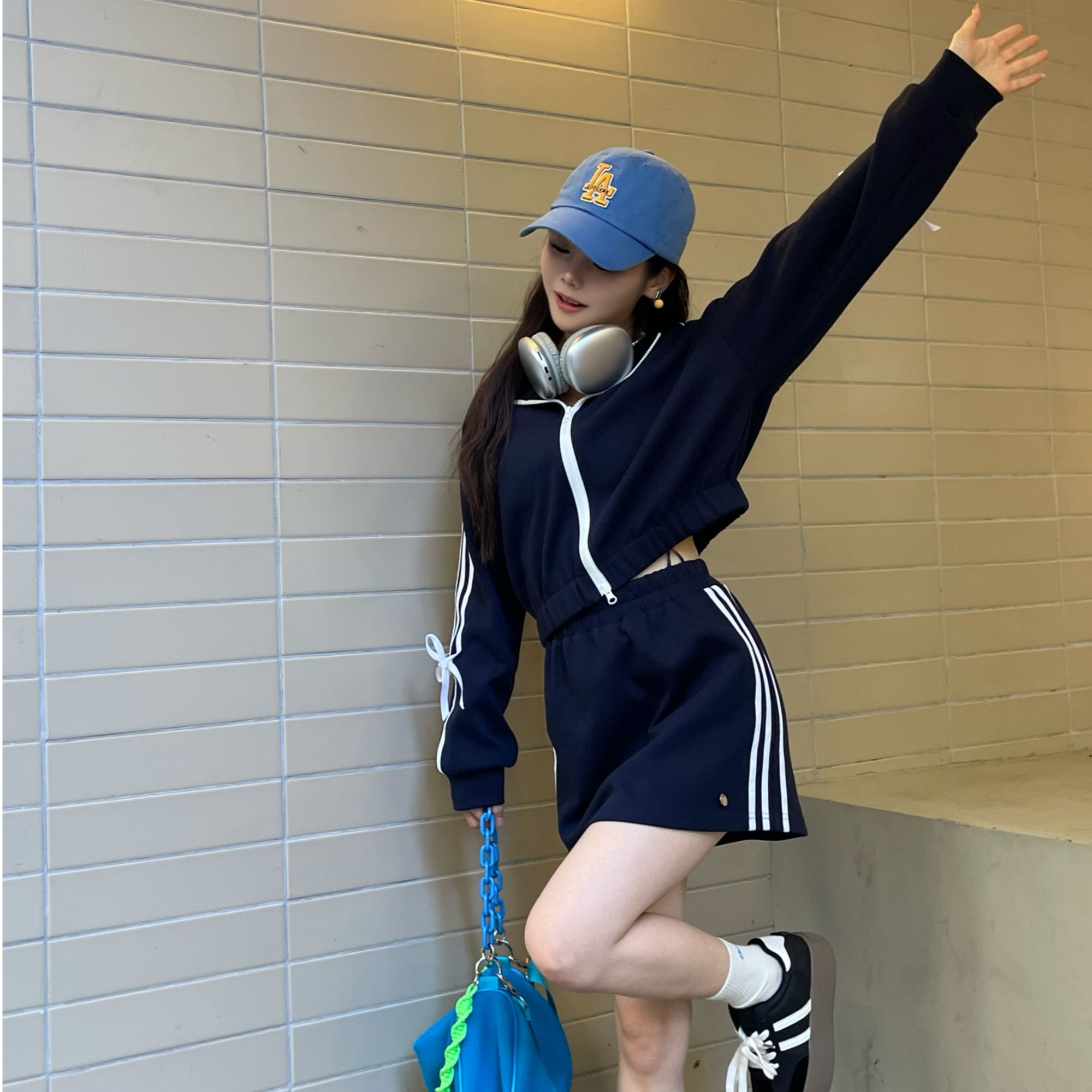 盐系运动/co&sheng小个子定制秋季运动长袖高腰短款时尚休闲短裙