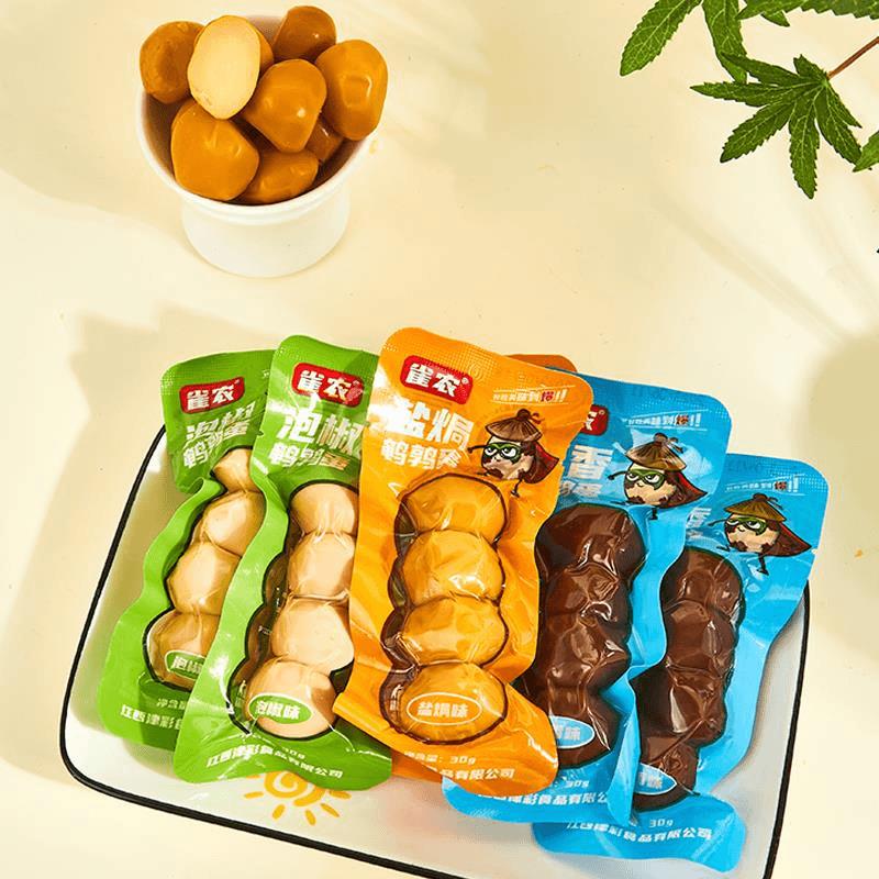 雀农盐焗五香鹌鹑蛋卤蛋泡椒味小包装无壳即食网红休闲卤味小