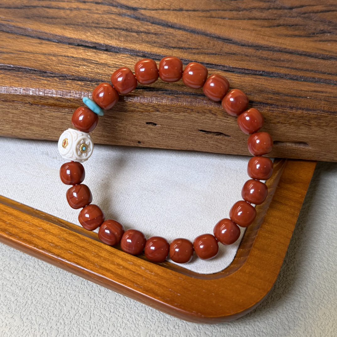 南红+猛犸牙手串DIY设计款