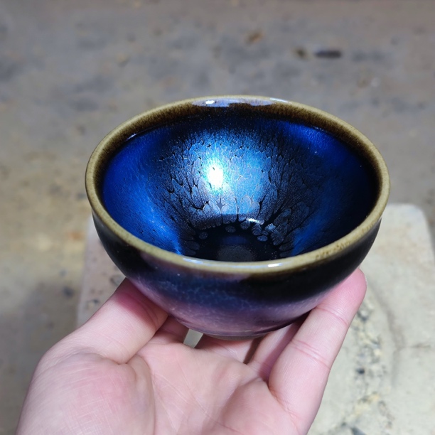 建窑--建盏 七彩百合花 茶盏主人杯 电烧
