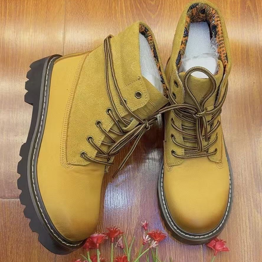 休闲冬季马丁靴厚底见外包装防水台英伦大黄靴时尚女