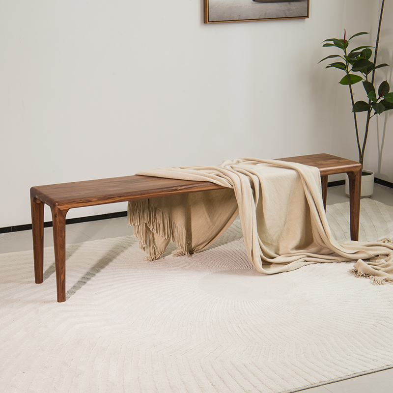 北美黑胡桃木实木长凳家用客厅餐桌椅卧室主卧床尾凳换鞋凳可定制