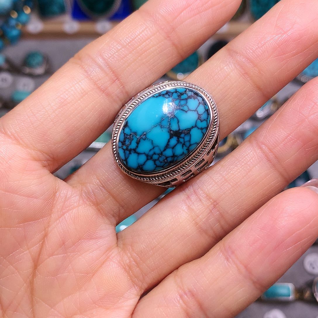 绿松石挂件银S925镶嵌