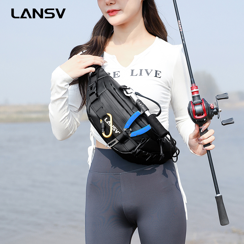 LANSV优选便携式休闲路亚腰包手提单肩斜挎防泼水防滑耐磨大容量