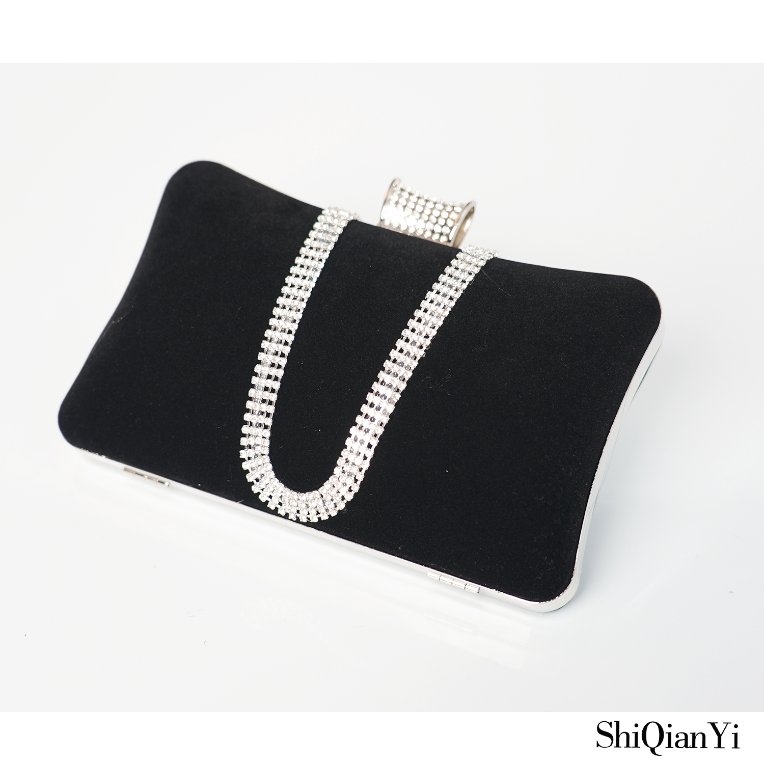 【小方包】2025新款欧美时尚植绒面女包宴会手拿包镶钻婚礼小方包包