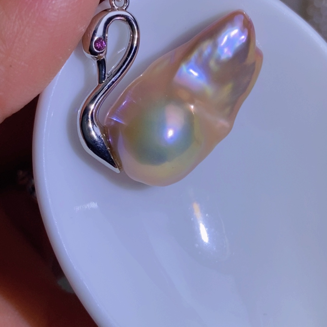 银S925镶嵌天然淡水珍珠淡水珍珠