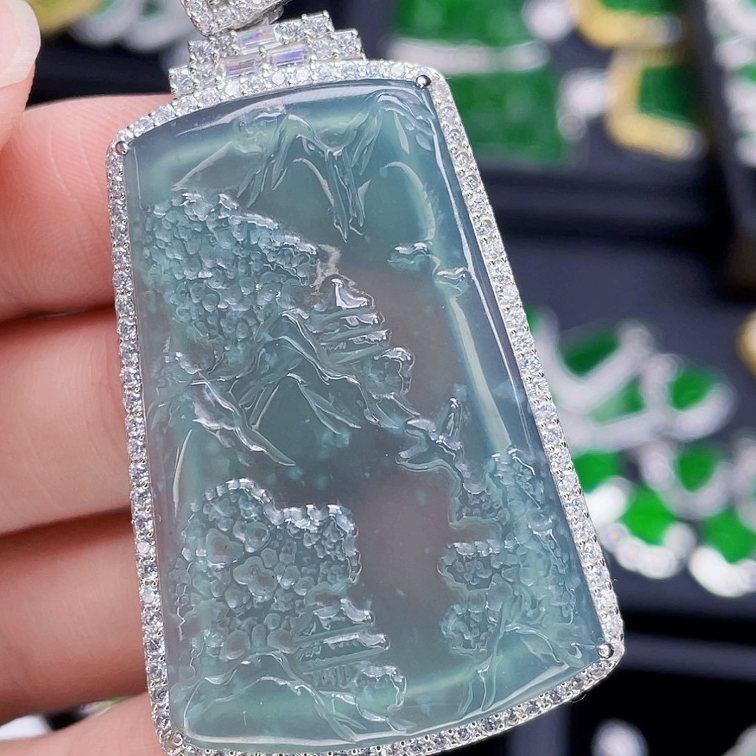 翡翠吊坠(不含链)银S925镶嵌