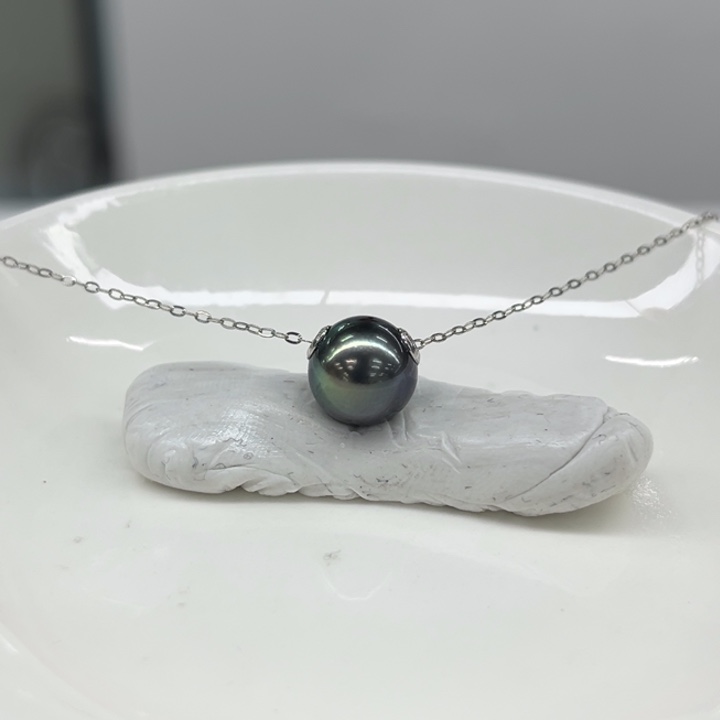 银S925镶嵌套链海水珍珠9-10