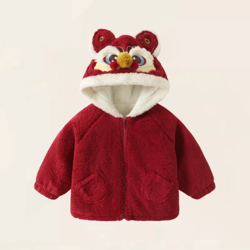 儿童连帽外套拜年服2025新款加绒厚外套