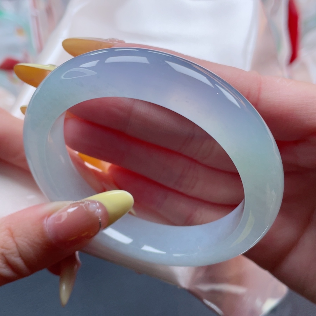 未镶嵌手镯翡翠55.2冰紫炸光 怦然心动 颜值担当 42号