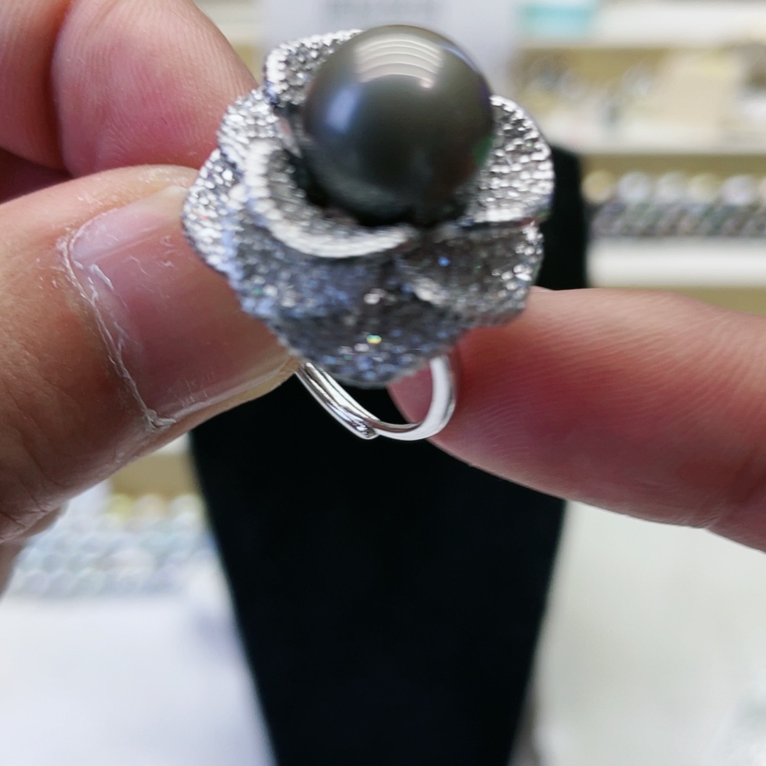 海水珍珠戒指银S925镶嵌
