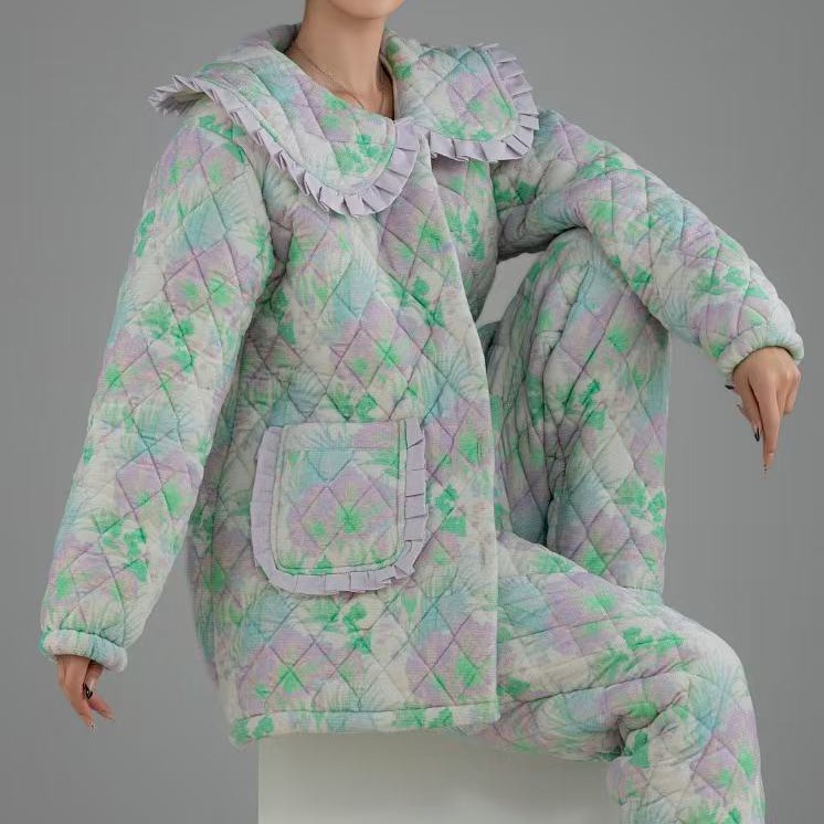 929新款原创三层加棉加厚冬季保暖套装居家外出服