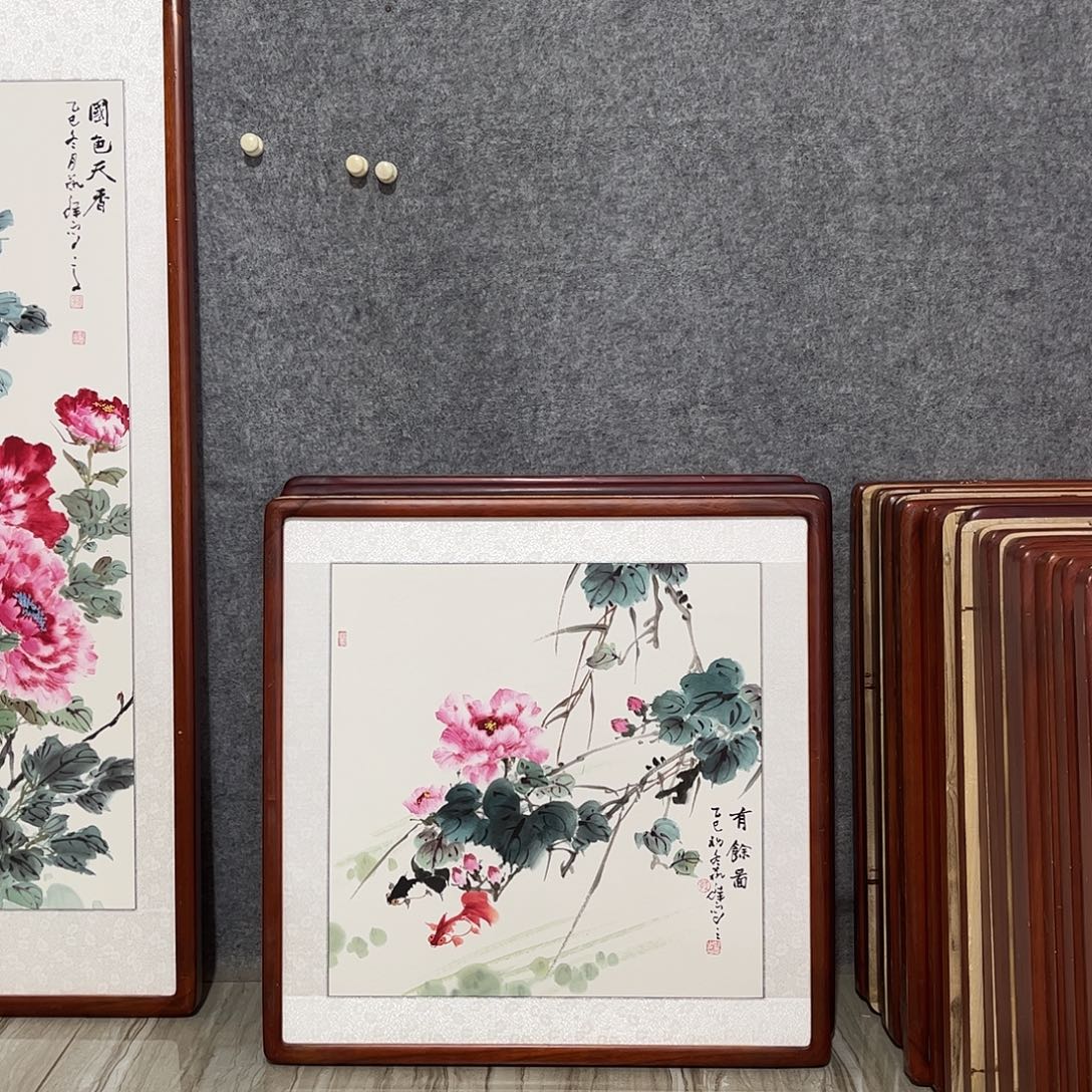 国画书画作品带框63×63
