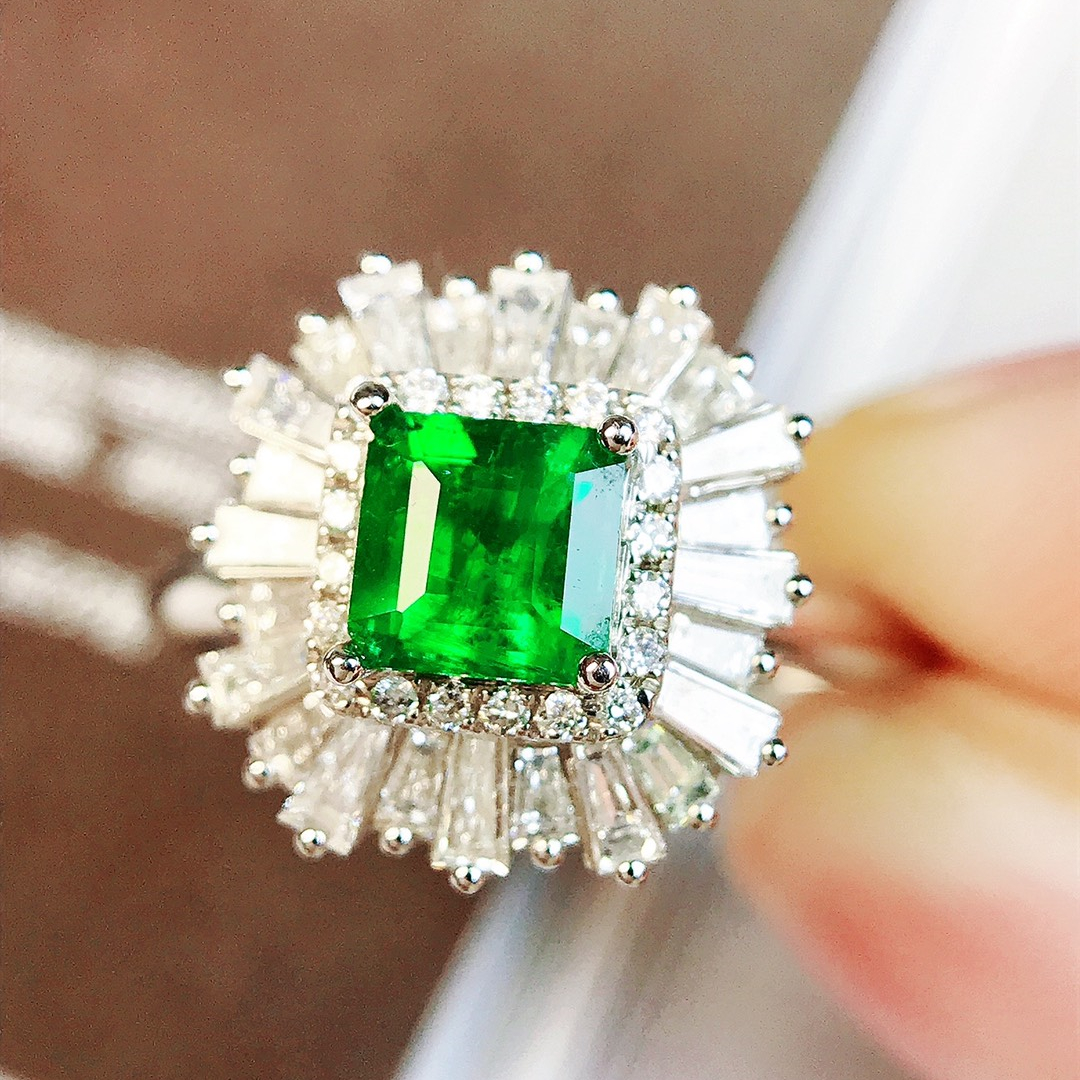 祖母绿戒指/0.55ct天然阿富汗沃顿祖母绿18K金钻石附GUILD证#GA