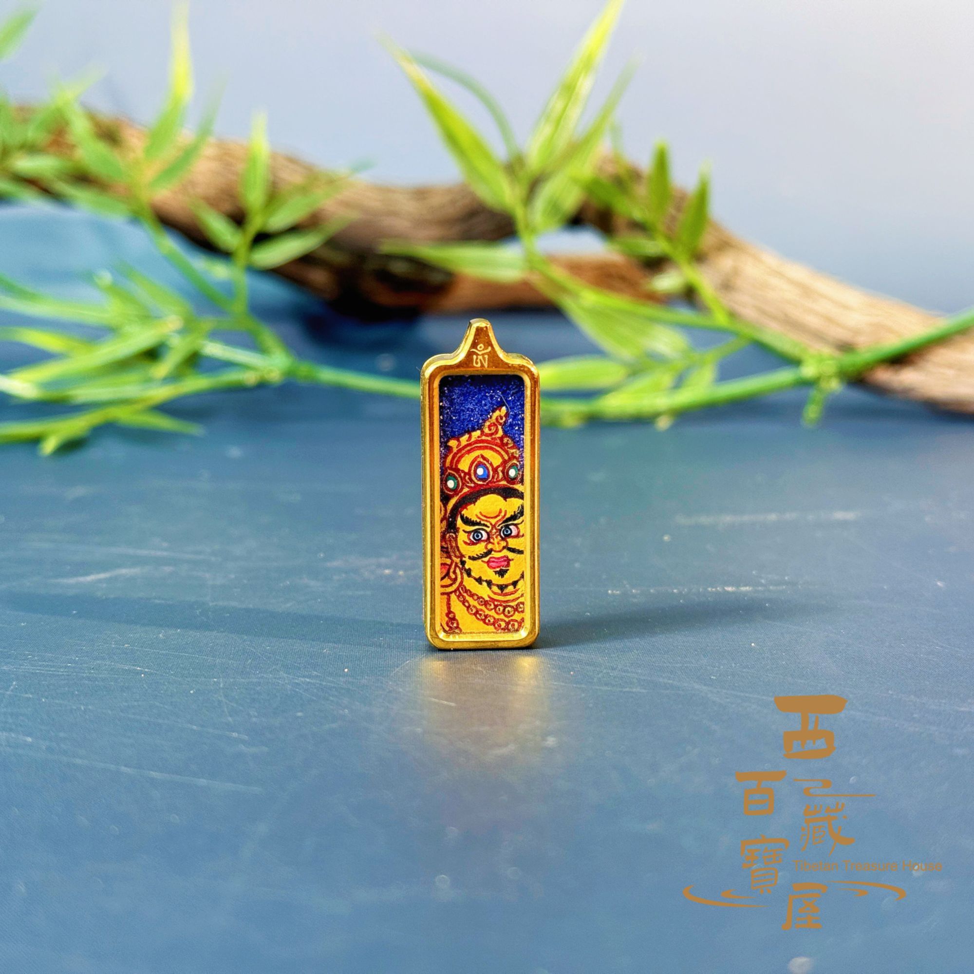 西藏拉萨 黄CC长条唐卡吊坠 手工绘制（拉萨发货）