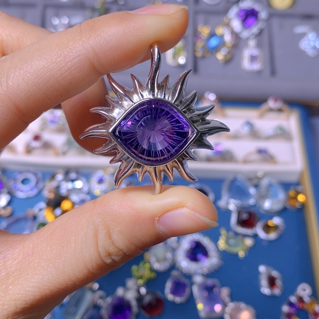 酒***贝银S925镶嵌紫晶吊坠(不含链)