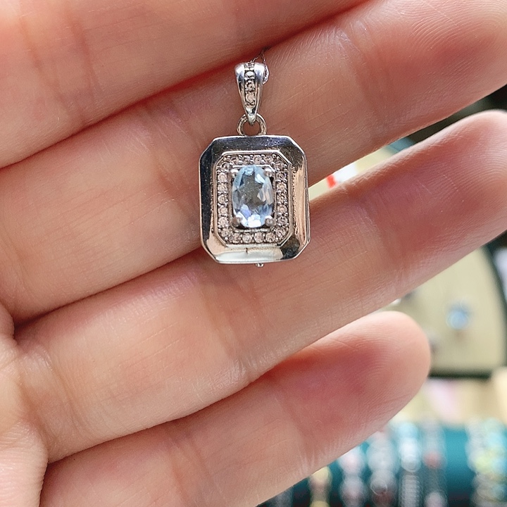 海蓝宝石吊坠(赠链)银S925镶嵌