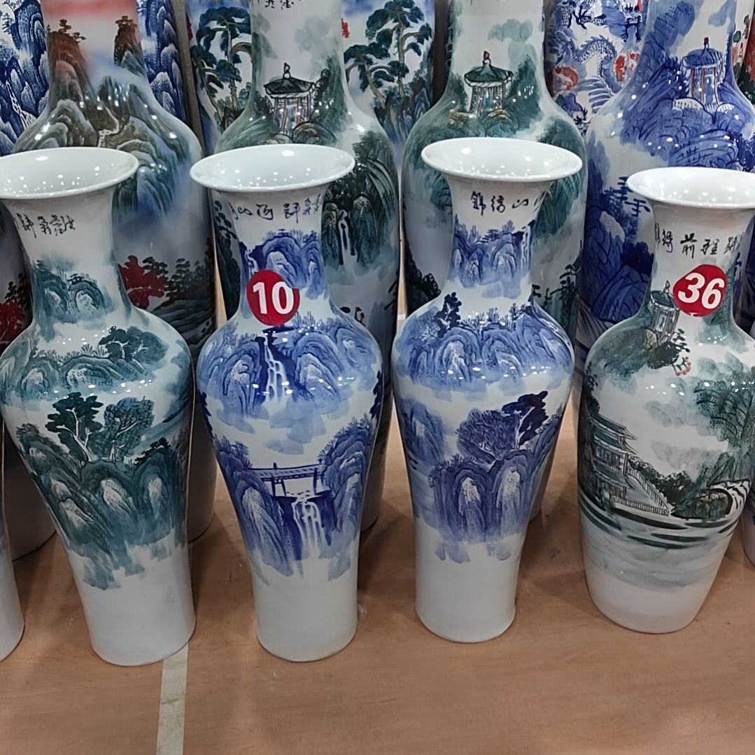 瓶景德镇陶瓷落地大花瓶手绘锦绣山河一米的一对