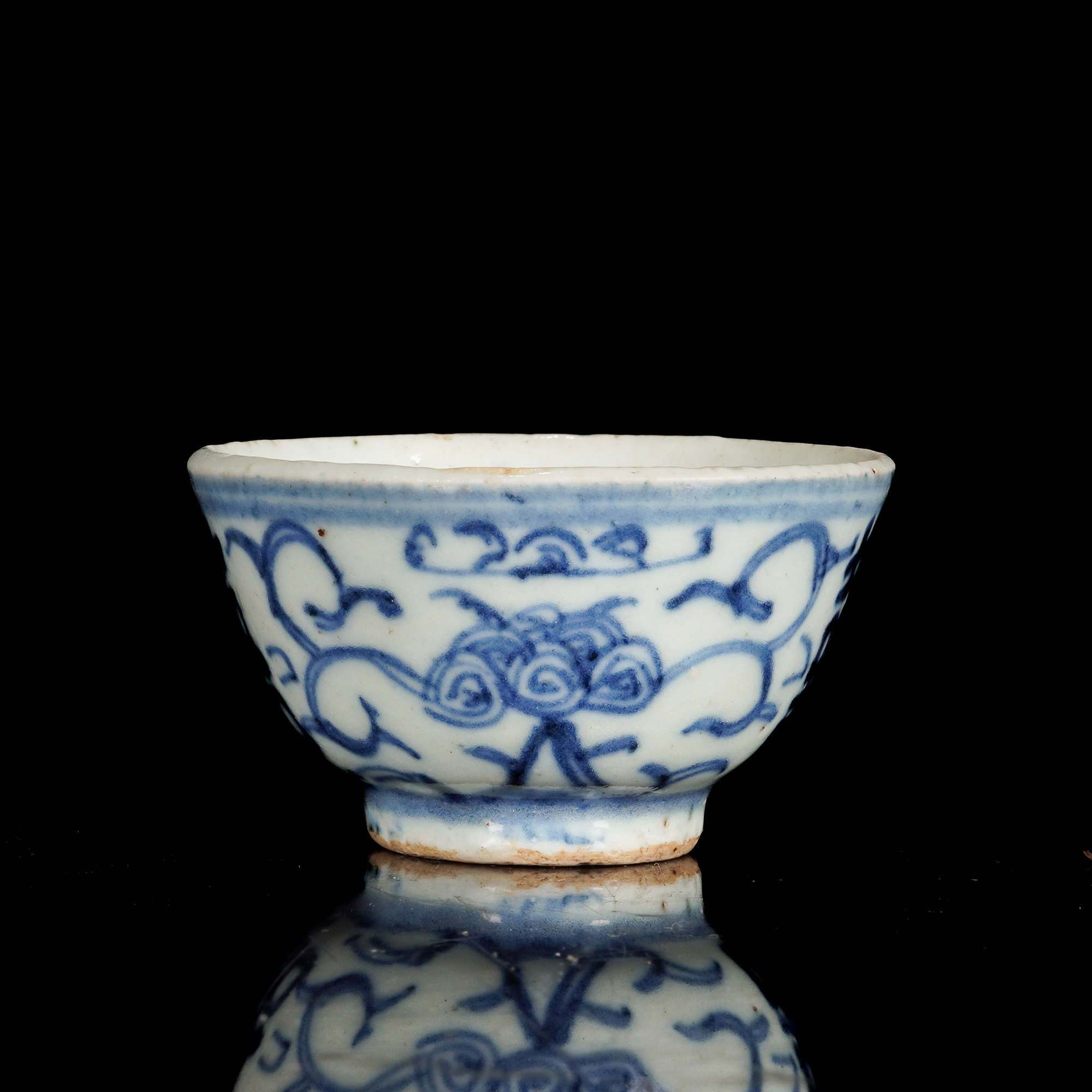 清 青花单描酒杯/c1194