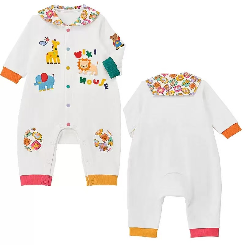 25年秋季新品婴儿卡通秋季哈衣爬服  宝宝秋冬恒温大象狮子连体衣