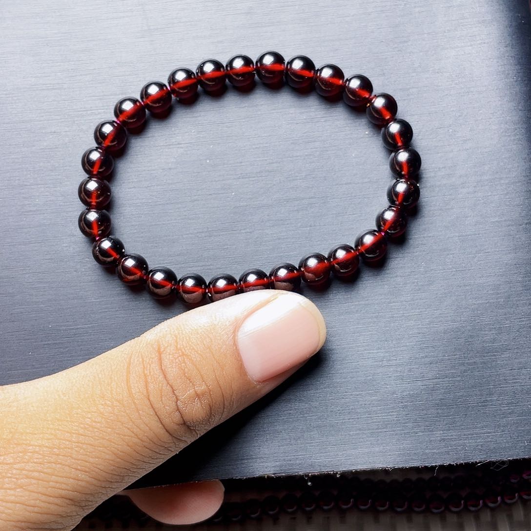 石榴石手链未镶嵌6.0MM毕业级酒红单圈10A级
