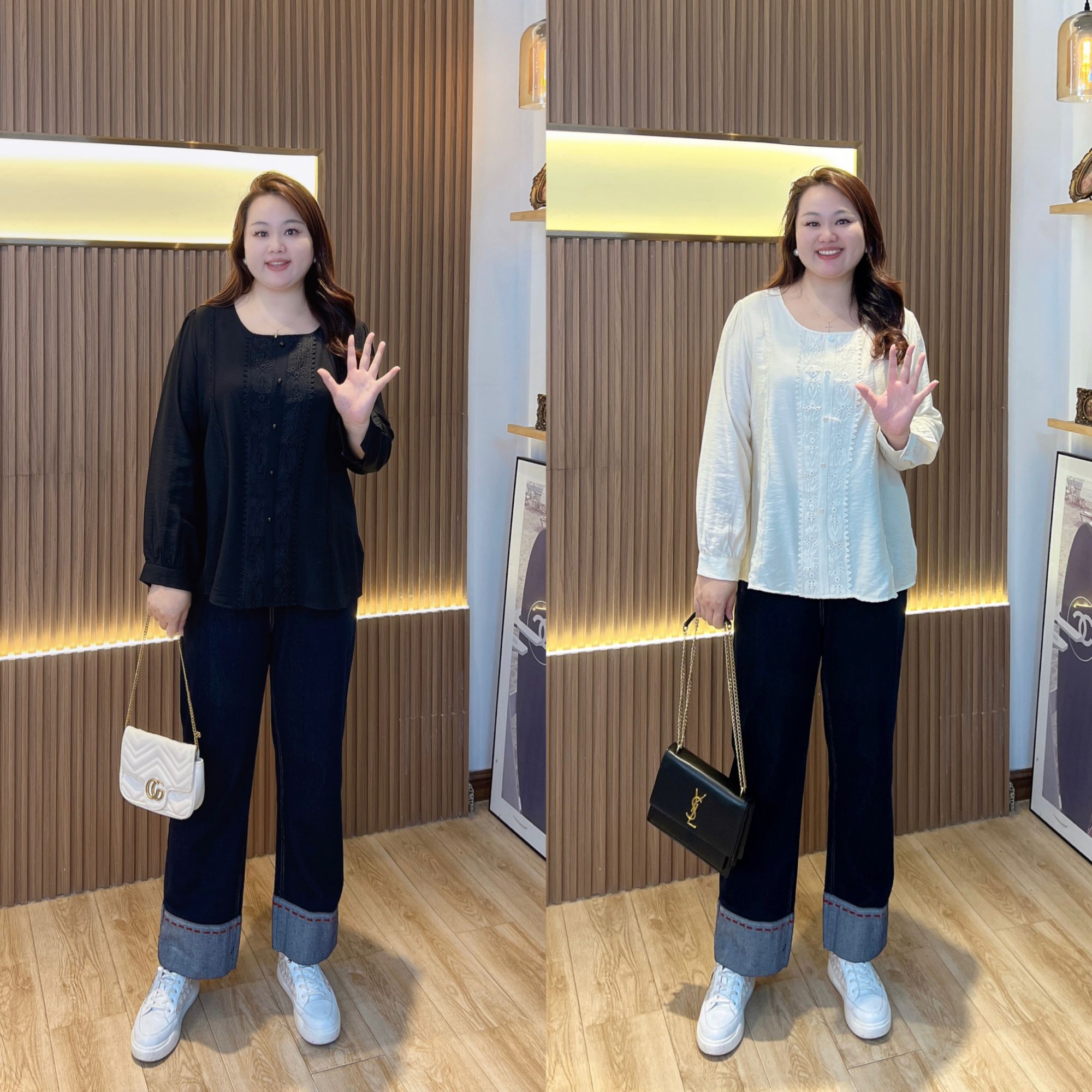 【胖霜霜上新上衣】PDM22446早秋新款圆领通勤百搭宽松大码女装衬衫