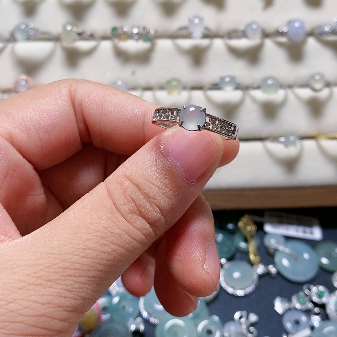 翡翠银S925镶嵌戒指