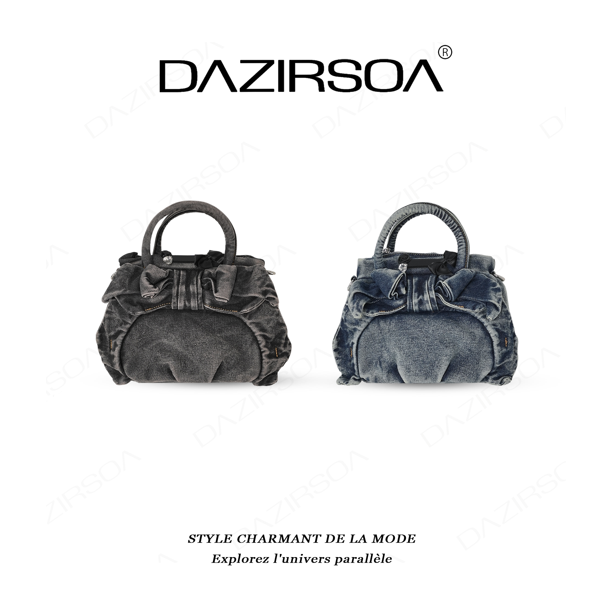 “雅率相成”小众设计蝴蝶结百搭单肩斜挎牛仔包包 AC529