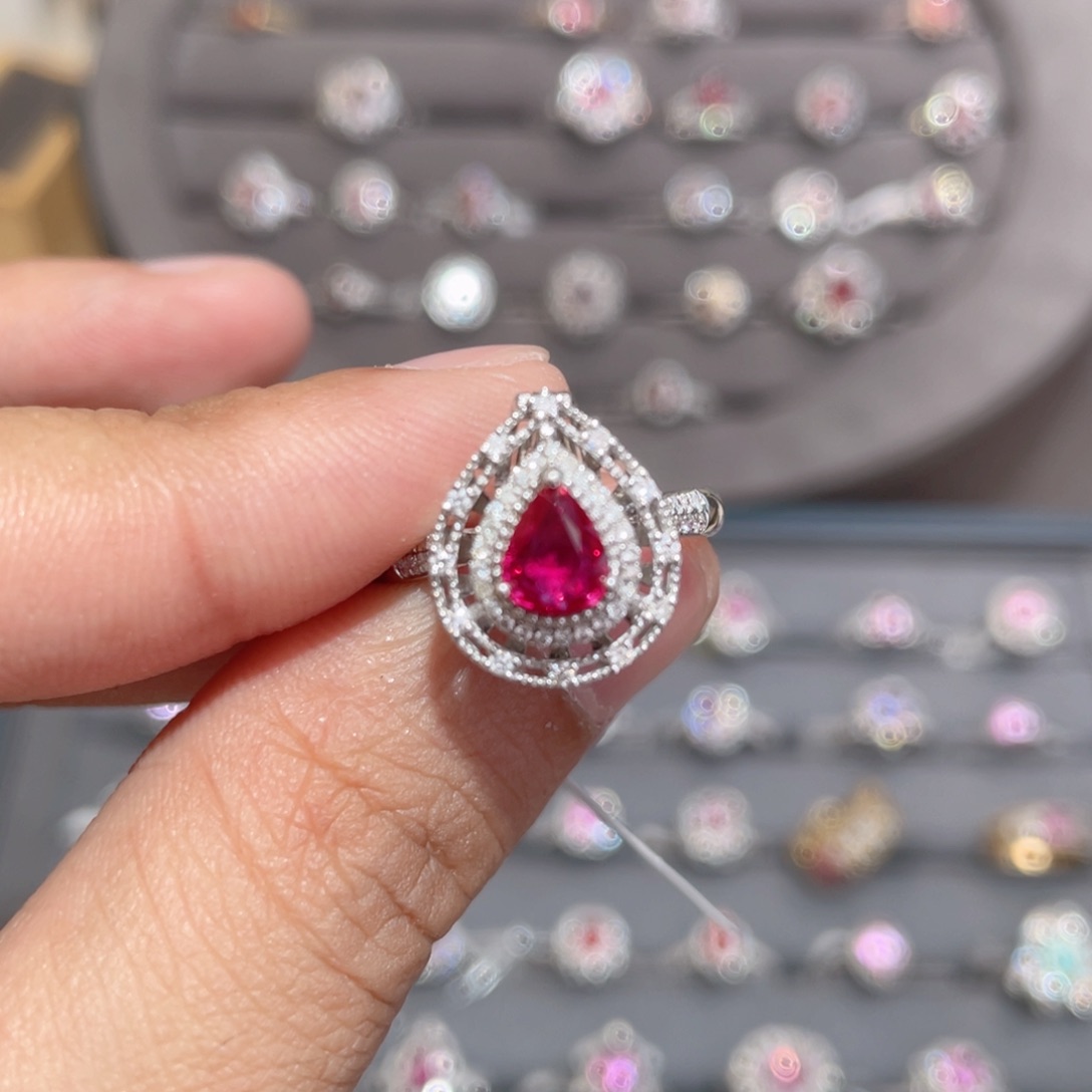 红宝石戒指18K金镶嵌1.02ct 无烧鸽血 两用