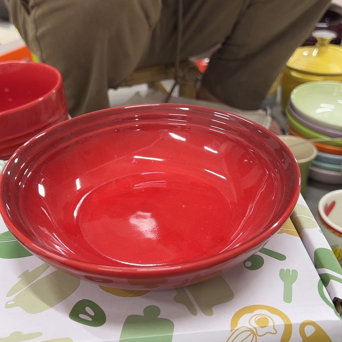 陶瓷红色燕麦碗红色