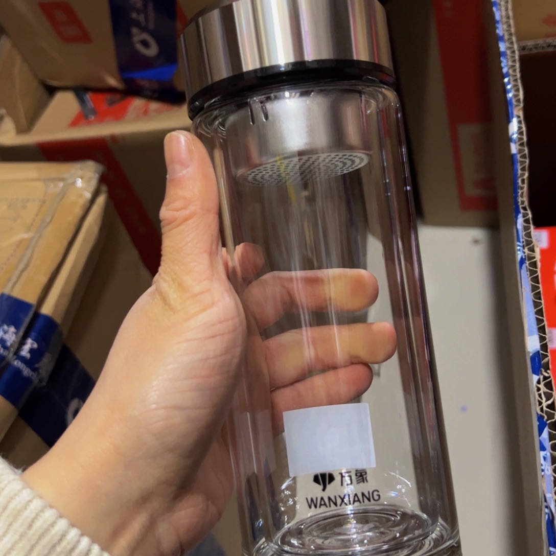 万象v929双层玻璃杯430ml玻璃杯430➕杯套时空知了