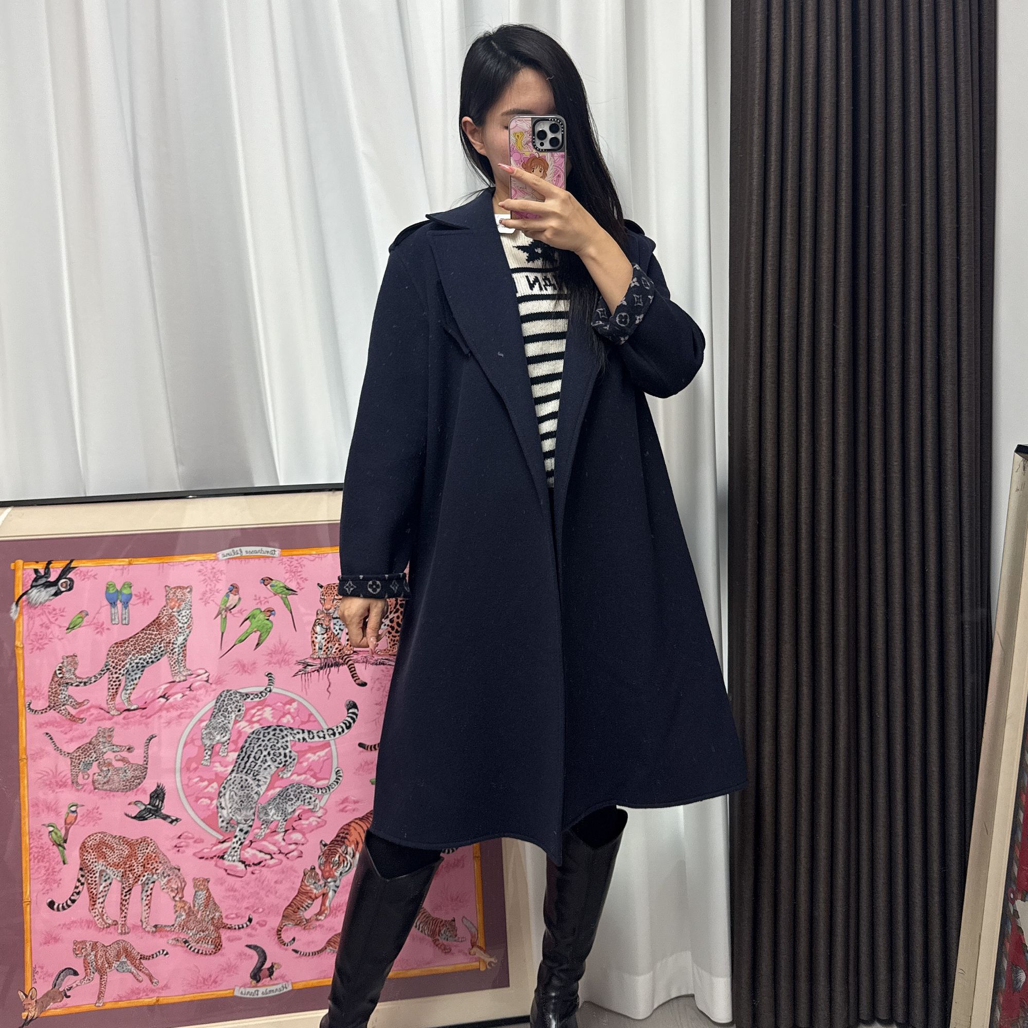 95新 LouisVuitton/路易威登 毛呢大衣40码海军蓝/ 250612ZSX8X25