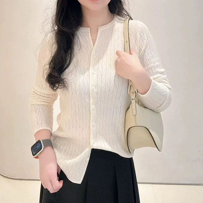 小禾纯原100%细支巴兰素羊毛针织开衫折纸感提花肌理