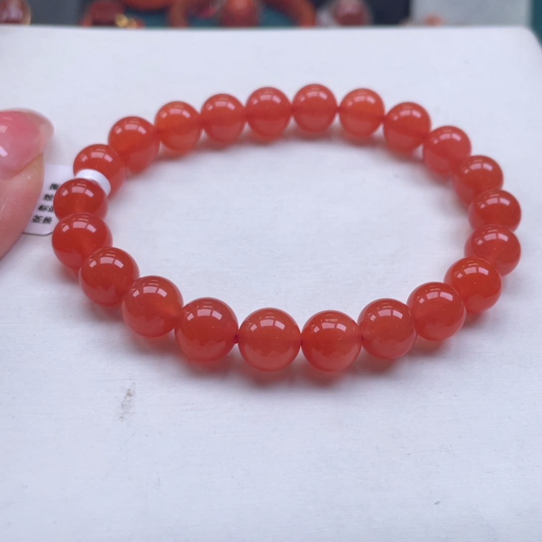 南红玛瑙未镶嵌保山南红冰红单圈8+mm