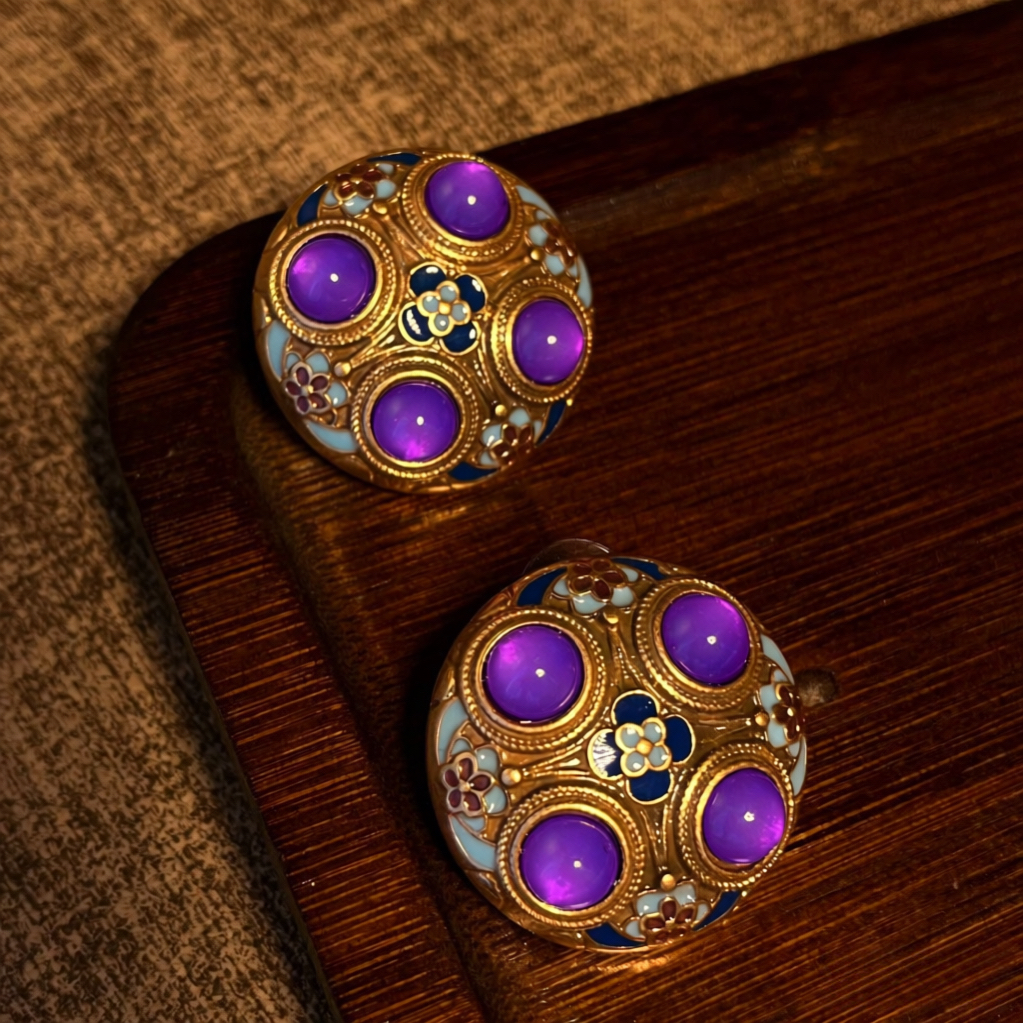 铜合金耳饰 SS姗姗气质轻奢复古时尚四眼宝石耳环耳饰 51270581