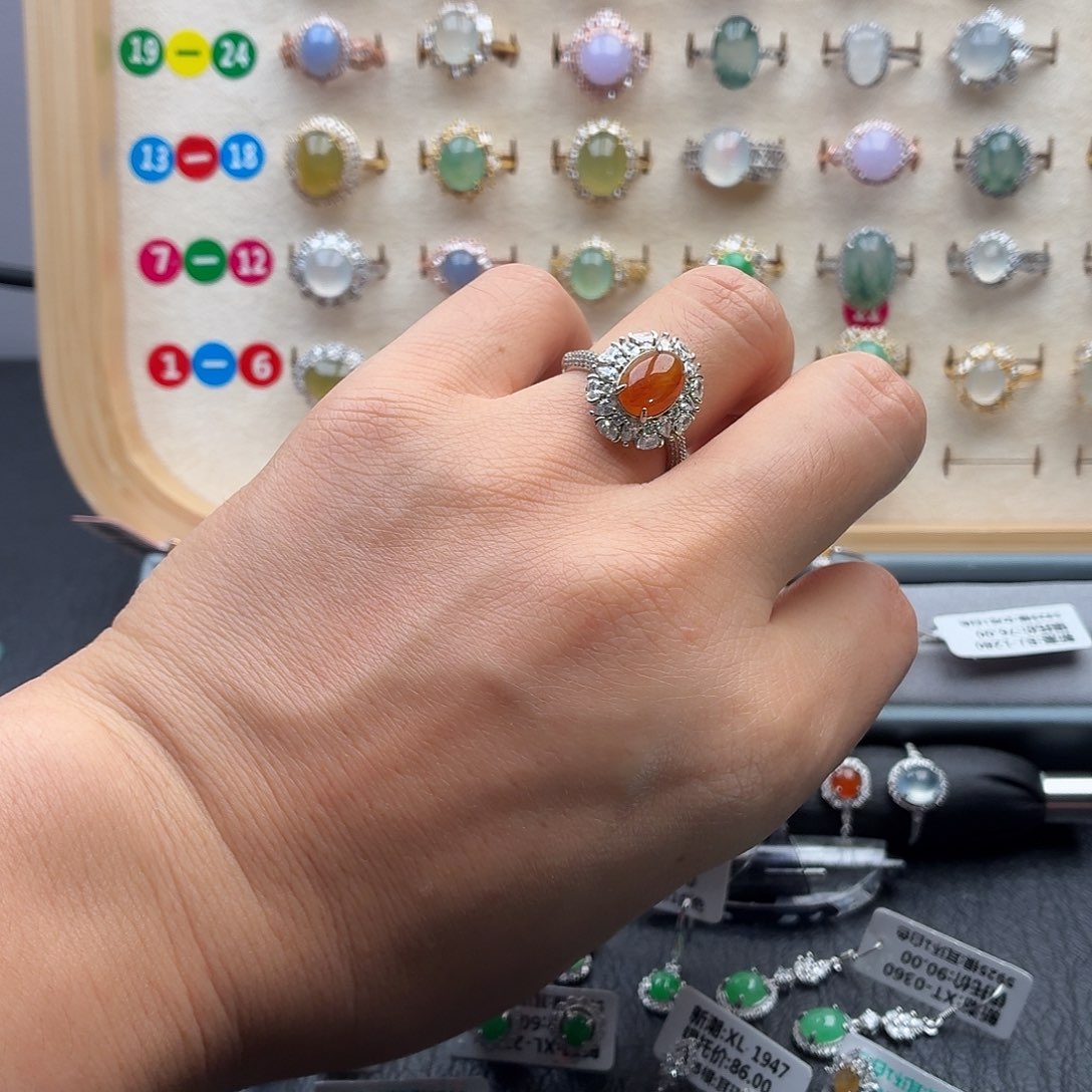 翡翠银S925镶嵌戒指