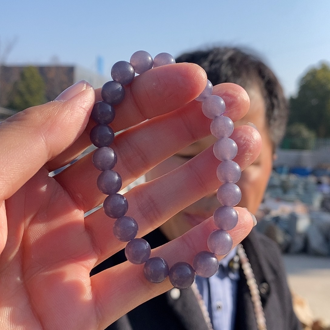 颈饰未镶嵌和田玉烟紫手串