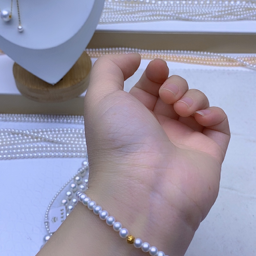 淡水珍珠银S925镶嵌项链小*