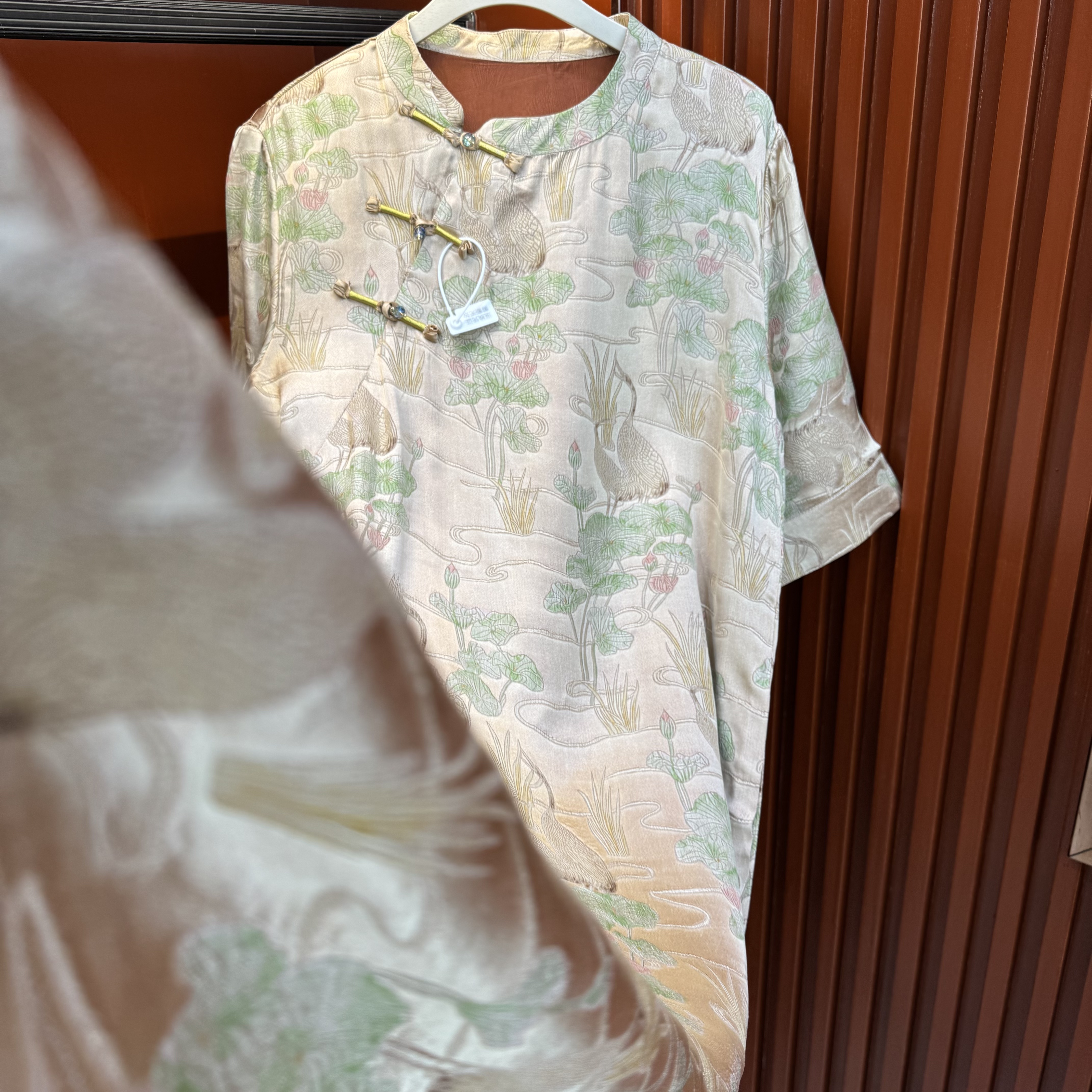 【碧塘】斜襟立领常规薄款新中式短袖旗袍日常少女双层气质夏季黄色