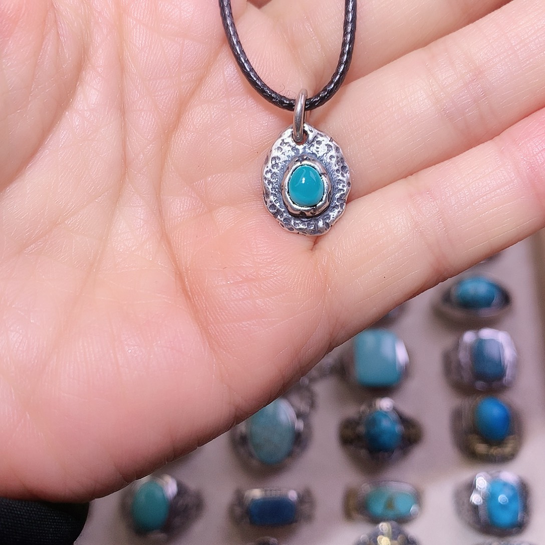 绿松石银S925镶嵌挂件